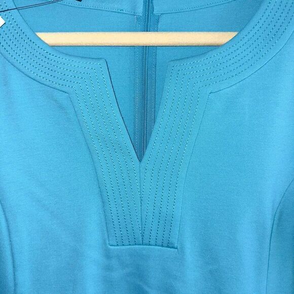 NWT Talbots Teal Blue L/S V-Neck Sun Dress Sz 8 - Picture 4 of 8